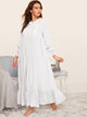 Contrast Lace Trim Heather Knit Ruffle Hem Nightdress