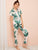 Tropical Print Satin Pajama Set