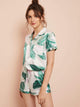 Tropical Print Satin Pajama Set