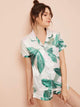 Tropical Print Satin Pajama Set