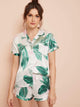 Tropical Print Satin Pajama Set