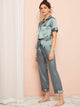 Contrast Binding Satin Button-up Pajama Set