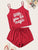 Slogan Print Cami Pajama Set