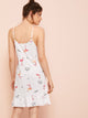 Flamingo Print Ruffle Trim Cami Dress