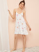 Flamingo Print Ruffle Trim Cami Dress