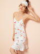 Flamingo Print Ruffle Trim Cami Dress