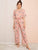 Crane Print Lace Trim PJ Set