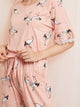 Crane Print Lace Trim PJ Set
