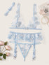 Applique Sheer Garter Lingerie Set With Choker