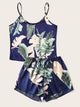 Tropical Print Satin Cami PJ Set