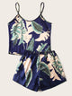 Tropical Print Satin Cami PJ Set