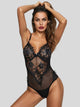 Contrast Lace Sheer Teddy Bodysuit