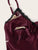 Feather Print Lace Trim Satin Cami PJ Set