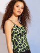 Neon Green Leopard Strappy Vest