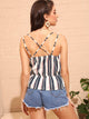 Double Strappy Tie Side Wrap Striped Top