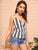 Double Strappy Tie Side Wrap Striped Top