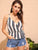 Double Strappy Tie Side Wrap Striped Top