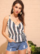 Double Strappy Tie Side Wrap Striped Top