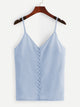 Solid Button Detail Chiffon Cami Top