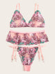 Floral Embroidered Garter Lingerie Set