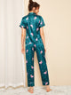 Flamingo Print Polka Dot Satin PJ Set