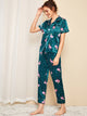 Flamingo Print Polka Dot Satin PJ Set