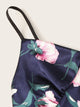 Floral & Leaf Print Satin Cami Pajama Set