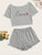 Letter Print Ruffle Hem Pajama Set