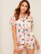 Flamingo & Tropical Print Pajama Set