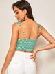 Tied Cutout Front Gingham Cami Top