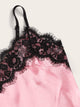 Eyelash Lace Satin Cami With Striped Shorts