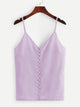Solid Button Detail Chiffon Cami Top