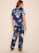 Tropical Print Satin Pajama Set
