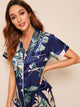 Tropical Print Satin Pajama Set