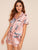 Leaf & Crane Print Satin Pajama Set