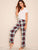 Solid Top & Plaid Pants PJ Set