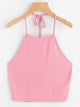Tie Back Solid Halter Top