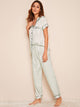 Striped Satin Shirt With Pants PJ Set