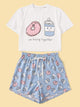 Cartoon & Letter Print Pajama Set