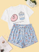 Cartoon & Letter Print Pajama Set