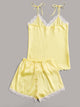 Lace Trim Satin Cami Pajama Set