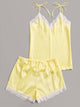 Lace Trim Satin Cami Pajama Set