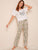 Cat Print Top With Striped Pants PJ Set
