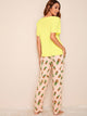 Pineapple & Letter Print Pajama Set