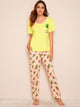 Pineapple & Letter Print Pajama Set