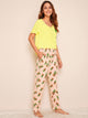 Pineapple & Letter Print Pajama Set