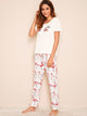 Flamingo & Letter Print Pajama Set