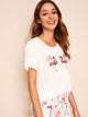 Flamingo & Letter Print Pajama Set