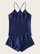 Satin Cami Top With Shorts PJ Set