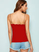 Scalloped Trim Rib-knit Cami Top
